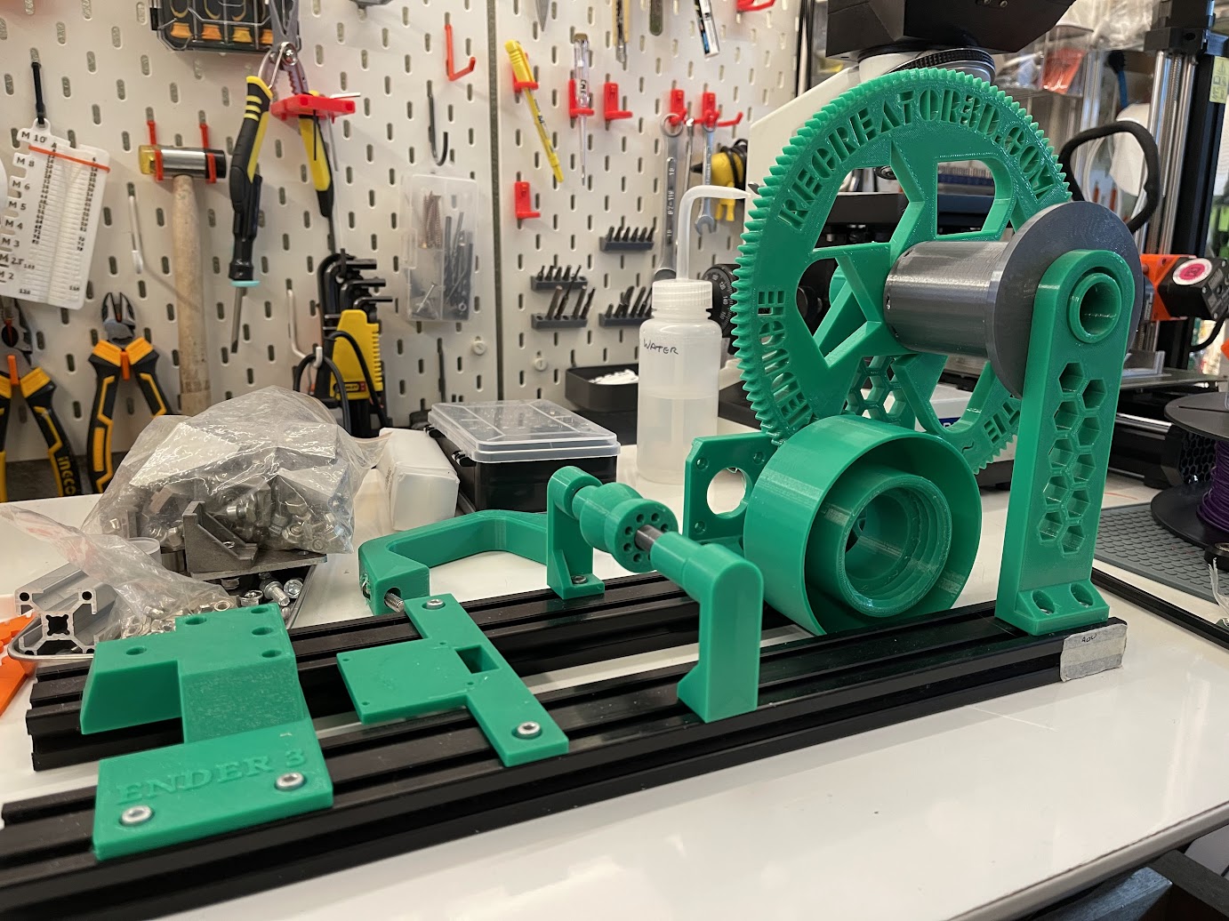 work in progress partially assembled 3D printed parts for recreator